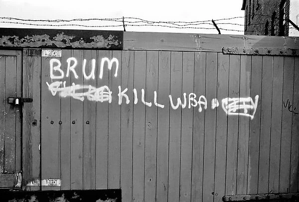 General views of Graffiti after a football match. February 1975