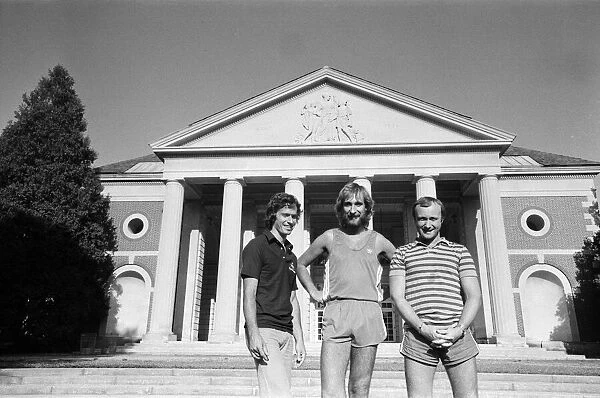 Genesis (Phil Collins, Mike Rutherford and Tony Banks) ahead of a concert in Saratoga
