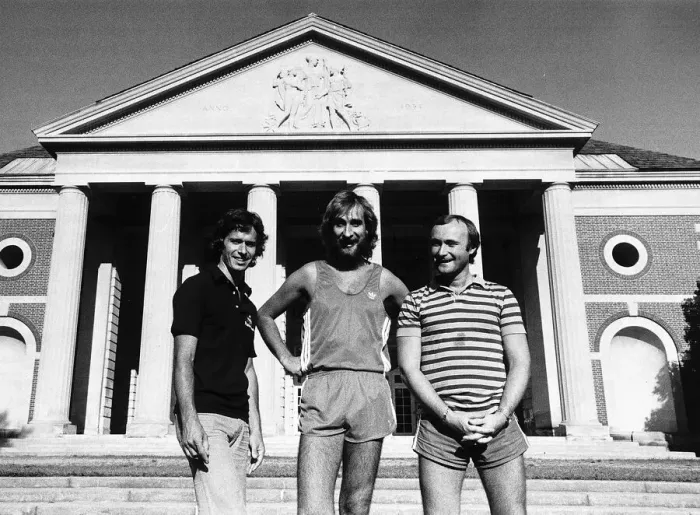 Framed Print : Genesis Rock Group Phil Collins Mike Rutherford Tony Banks on tour in the USA dbase
