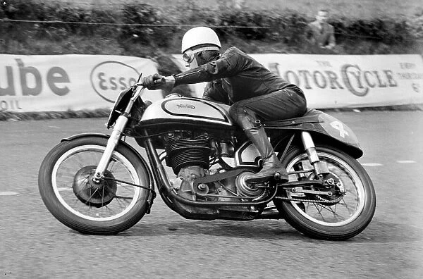 Geoff Duke riding in the 1950 Ulster Grand Prix at the Clady Circuit near Belfast