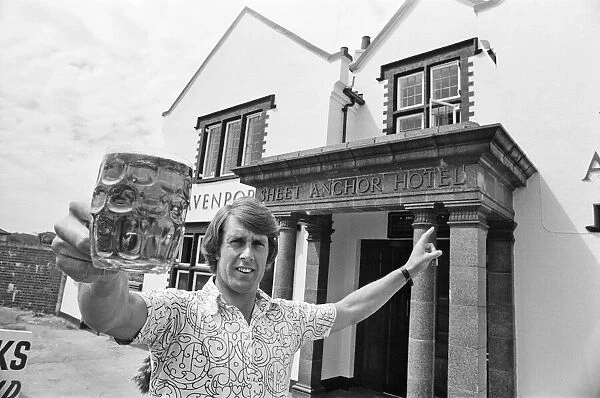 Geoff Hurst, Stoke City and ex-England footballer, pictured working in the pub that he