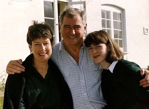 George Baker actor with wife sally who died of cancer and daughter sarah