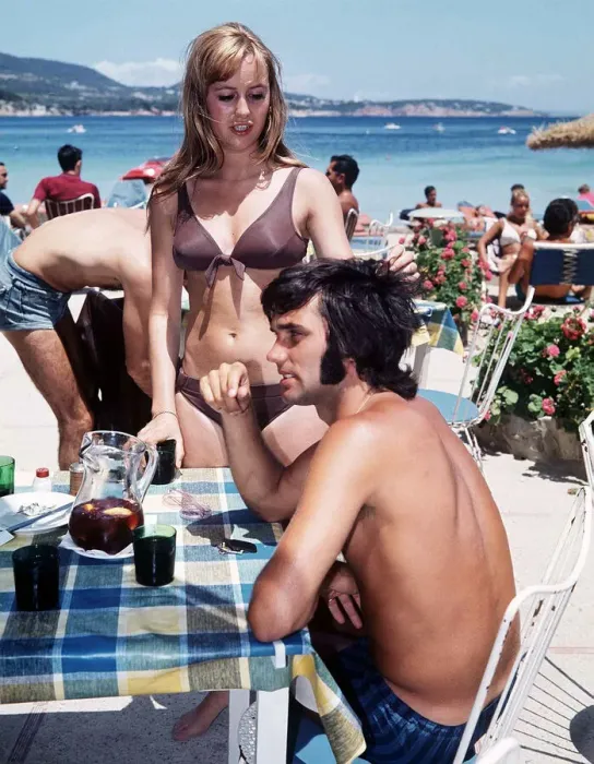 Framed Print : George Best football player and Susan George actress on holiday in Palma Nova Majorca