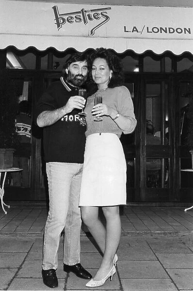 George Best and girlfriend Mary Shatila outside their new wine bar in London called