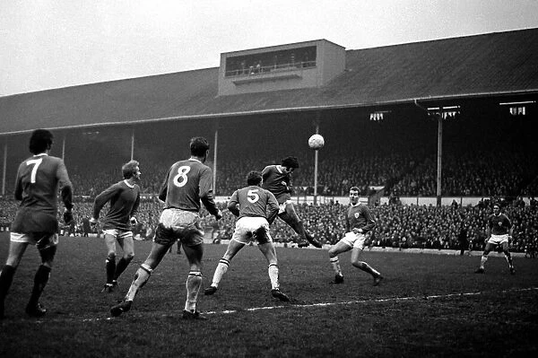 George Best of Manchester United heads for goal during the match against Leicester City