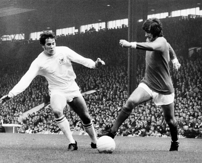 Framed Print : George Best of Manchester united sends Nottingham forest defender Hilley Oct 1969 Framed Print : George Best of Manchester united sends Nottingham forest defender Hilley Oct 1969