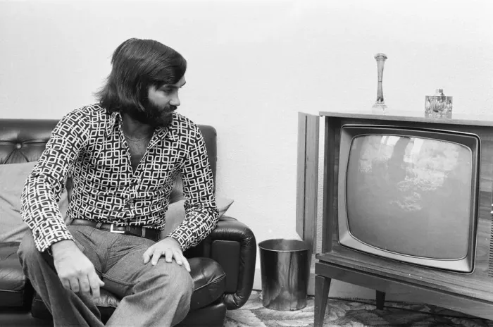 Framed Print : George Best seen here at his Manchester home after rumours that Stoke manager Tony Framed Print : George Best seen here at his Manchester home after rumours that Stoke manager Tony