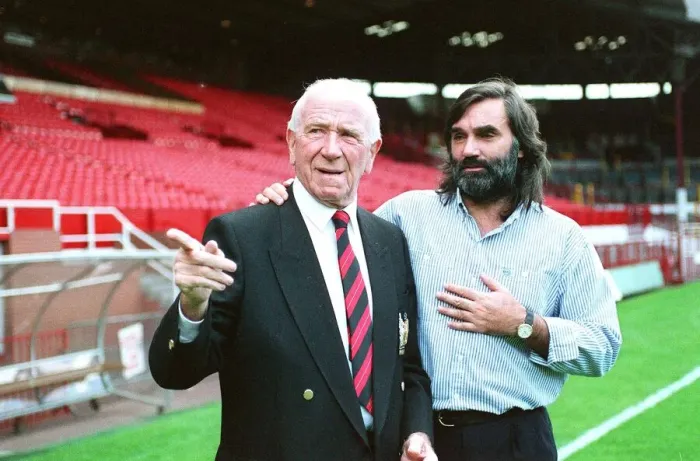 Framed Print : george best, former soccer player with sir matt busby. sept 90-7843 www Framed Print : george best, former soccer player with sir matt busby. sept 90-7843 www