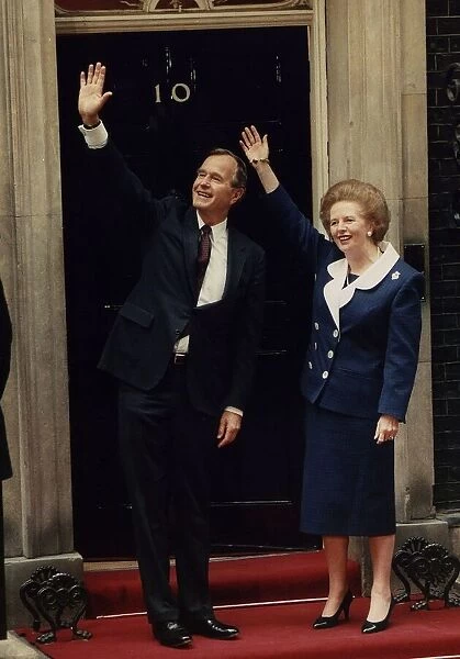 George Bush President of the United States with Prime Minister Margaret Thatcher