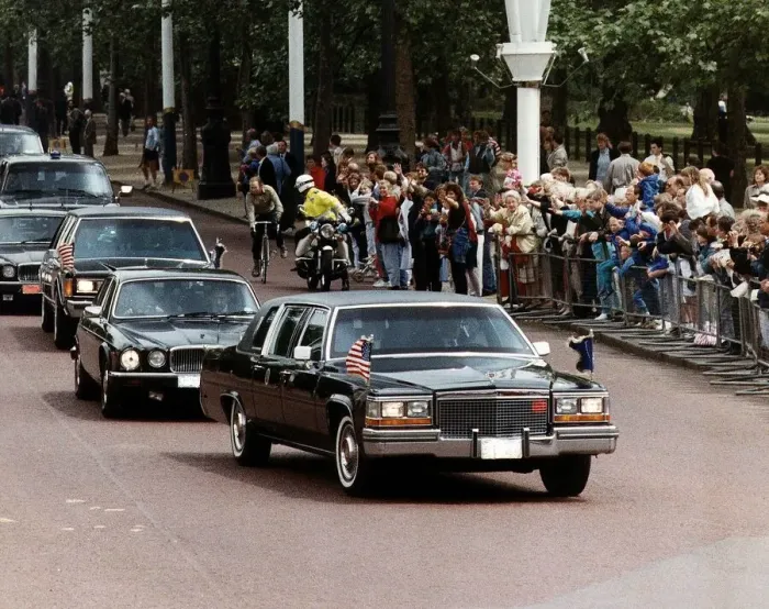 Framed Print : George Bush USA President In His Presidential Car In London January 1991