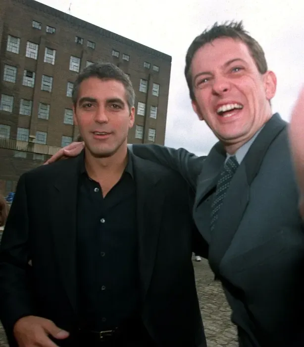 Framed Print : George Clooney and Matthew Wright at Battersea 1997 George Clooney is over here