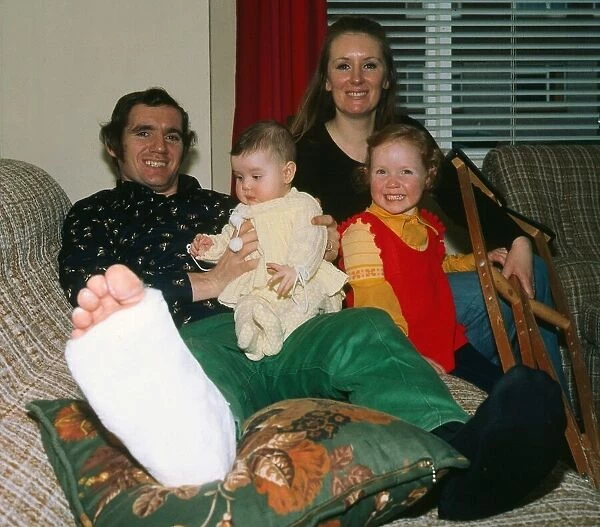 George Connelly at home with his wife and daughters March 1973