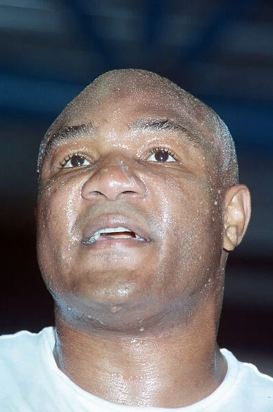 George Foreman pictured during training ahead of his fight with Terry Anderson