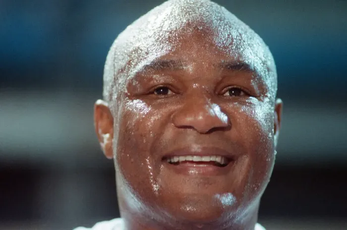 Framed Print : George Foreman pictured during training ahead of his fight with Terry Anderson