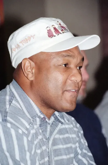 Framed Print : George Foreman at a press conference. 19th September 1990