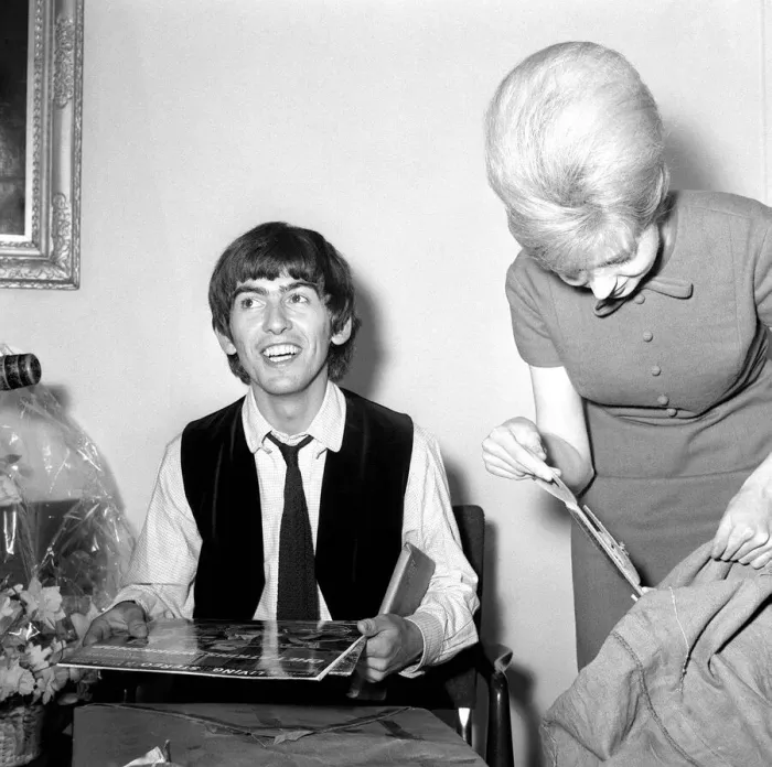 Framed Print : George Harrison, 21st birthday sorting through the 52 sacks full of greeting cards Framed Print : George Harrison, 21st birthday sorting through the 52 sacks full of greeting cards