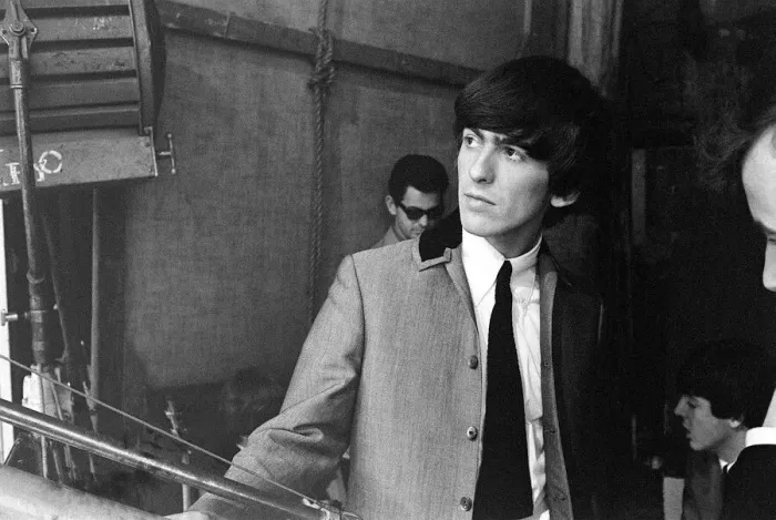Framed Print : George Harrison in Liverpool, for the Northern Premiere of A Hard Day Framed Print : George Harrison in Liverpool, for the Northern Premiere of A Hard Day