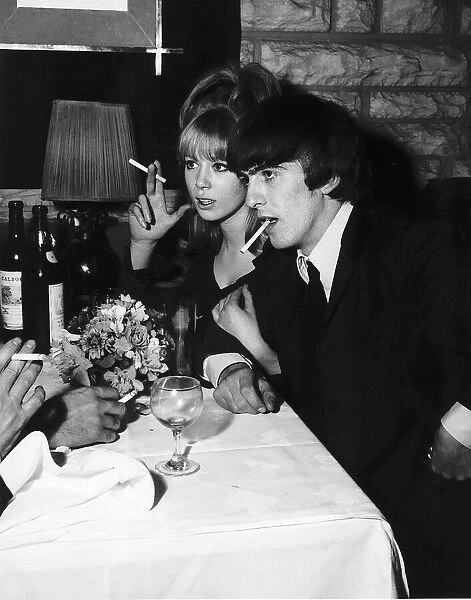 George Harrison with his model girlfriend model Patti Boyd circa 1965