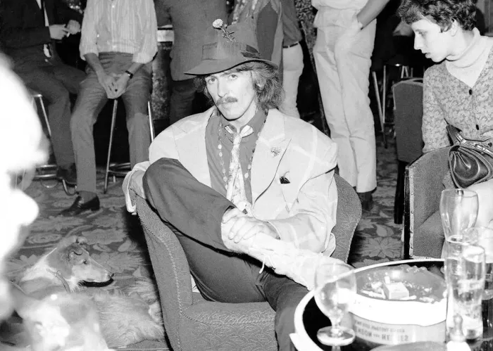 Framed Print : George Harrison in Newquay after filming Magical mystery tour film rests in bar Framed Print : George Harrison in Newquay after filming Magical mystery tour film rests in bar