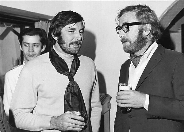 George Lazenby (L) with Michael Caine 1969