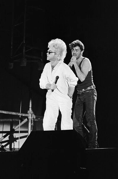 George Michael and Elton John, performing at the Wham! farewell concert entitled The