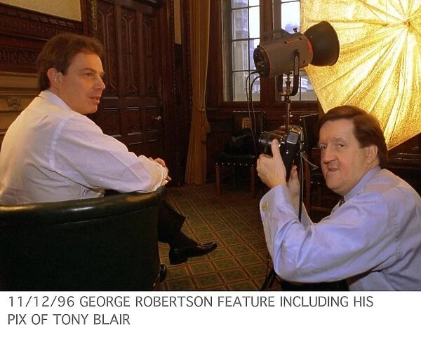 George Robertson MP feature including his picture of Tony Blair sitting in green chair