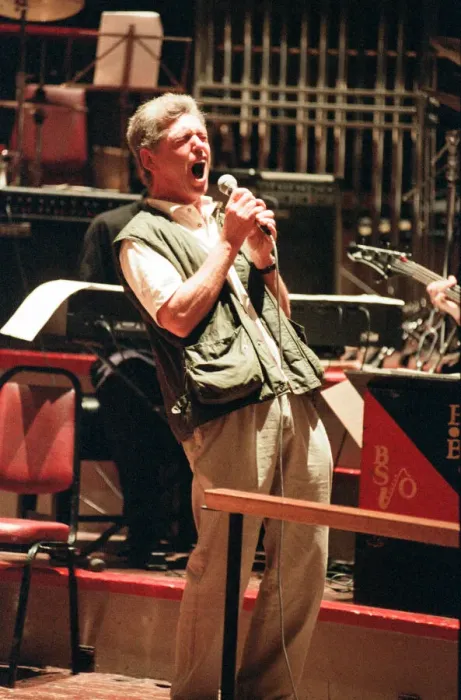 Framed Print : Georgie Fame at Birmingham Town Hall with kids from the Birmingham Schools Jazz Orchestra Framed Print : Georgie Fame at Birmingham Town Hall with kids from the Birmingham Schools Jazz Orchestra