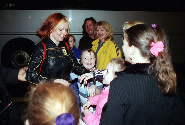 Geri Halliwell of the Spice Girls in Glasgow April 1998 on her way to The