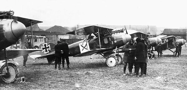 German Albatros biplanes (Type D. II) about to start on a flight. Western Front