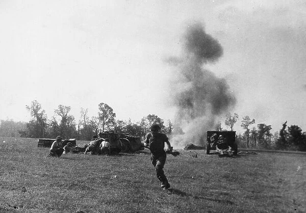 The German army retreat north east of the Calvados town of Fire in Northern France during