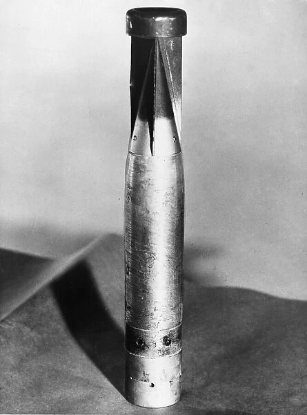 A German B1E 1 KG Incendiary bomb. The bomb consisted of a cylindrical body