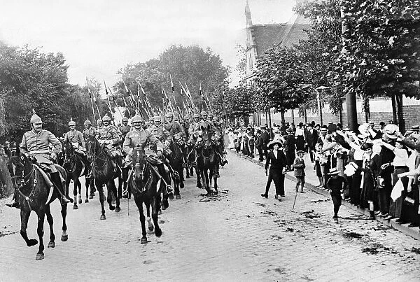 German cavalry on the march during World War One. circa 1916