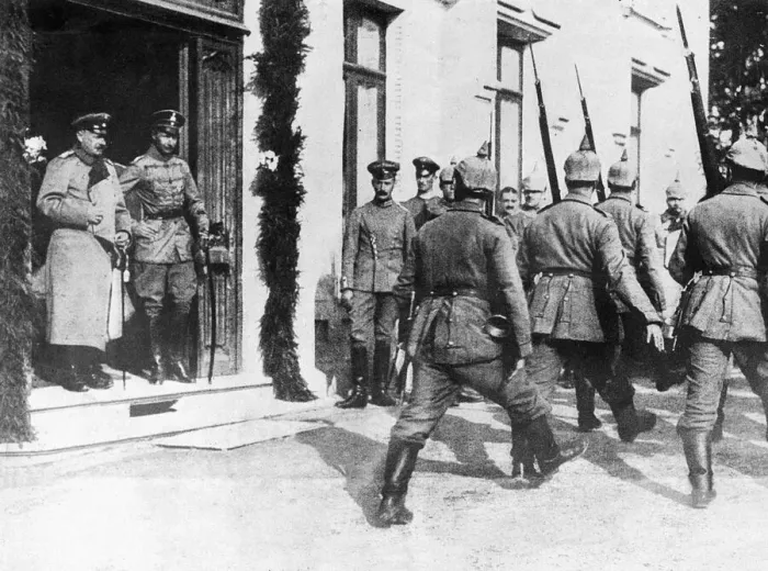 Framed Print : The German Crown Prince Wilhelm seen here reviewing soldiers of the 5th Army at his Framed Print : The German Crown Prince Wilhelm seen here reviewing soldiers of the 5th Army at his