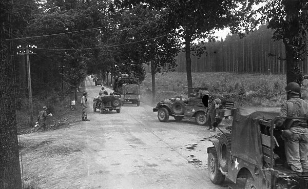 On the German frontier. American traffic pouring over the frontier. September 1944