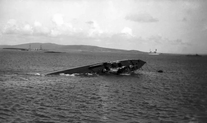 Framed Print : German High Sea fleet scuttled at Scapa Flow off Scotland in June 1919