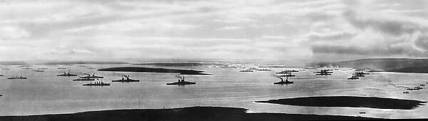 The German High Sea Fleet seen here anchored in Scapa Flow 28th November 1918 after