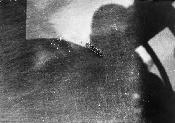 A German patrol ship in Heligoland fires a bright foutr star cartridge recognition signal