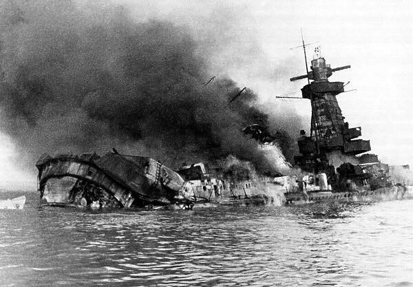 German pocket battleship Graf Spee sinking War WW2 ship being sunk Scuppered
