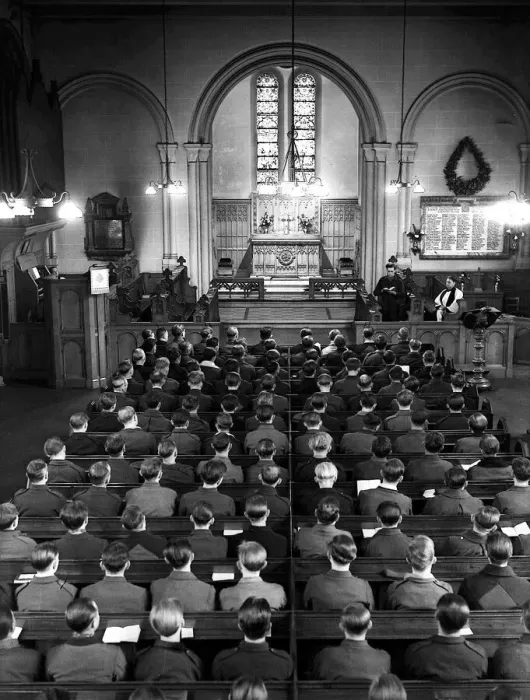 Framed Print : German prisoners of war in All Saints church Bury Lancashire May 1946 Two young