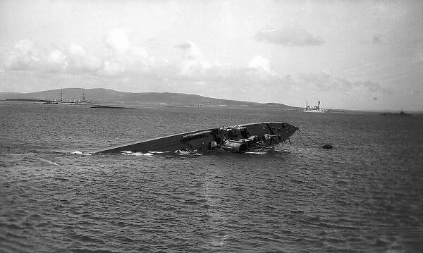 German ships scuttled at scapa flow. Circa 1919