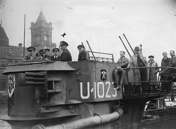 German submarine seen in Cardiff, just after the end of the War in Europe
