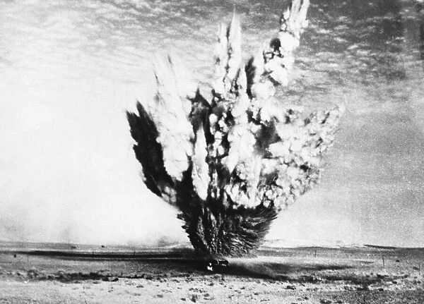 A German tank is destroyed in desert during the Second World War. 8th November 1942