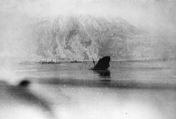 German Transport sunk in Narvik Harbour, Ofotfjord, Norway during the Second Battle of