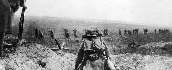 Germans seen here surrendering to French forces in Champagne. 27th November 1915