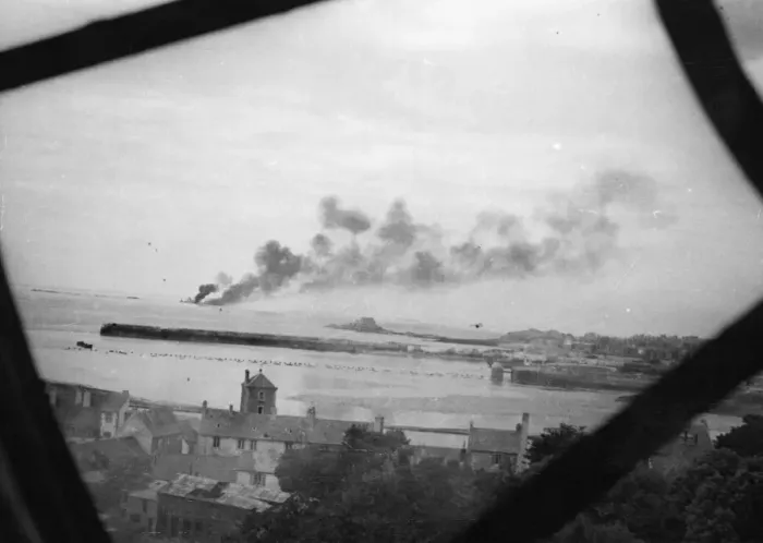 Framed Print : The Germans at St Malo have given up. The Citadel at the extreme point of the port was