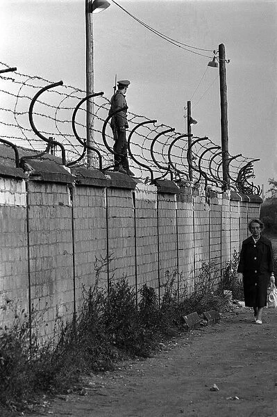Germany Berlin Wall October 1961 Views of soldiers patrolling the Berlin Wall
