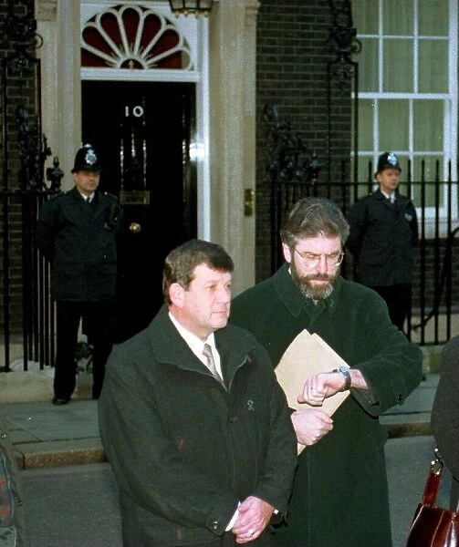 Gerry Adams outside Number Ten Downing Street Jan 1998 after meeting Prime