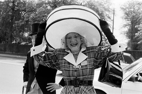 Gertrude Shilling at Royal Ascot, wearing a large straw hat