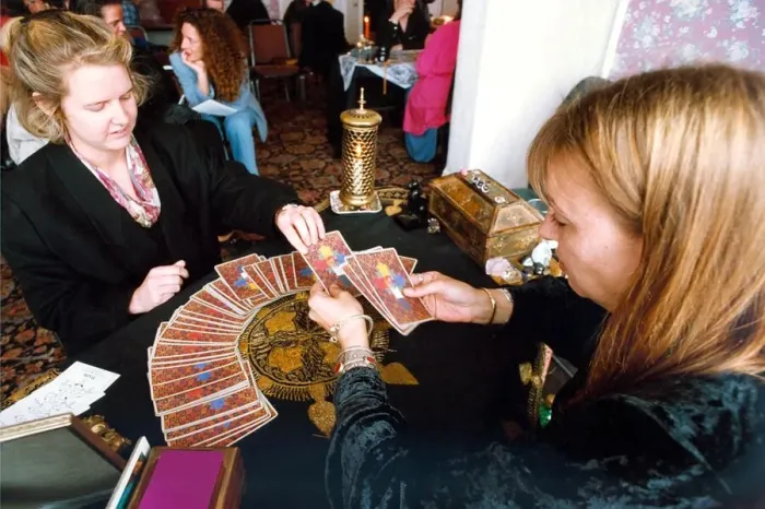 Framed Print : Someone getting their fortune told by tarot cards in 1994 Framed Print : Someone getting their fortune told by tarot cards in 1994