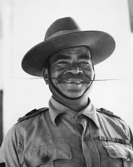 Framed Print : A Ghurka of the 8th Army sports a 16 inch moustache during Second World War